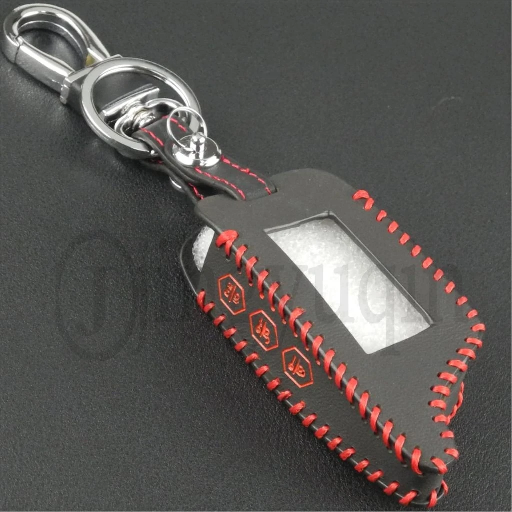 jingyuqin 3 Buttons leather Remote Fob Key Cover Case For Starline B9 B6 A91 A61 Twage Two Way Car Alarm System keychain