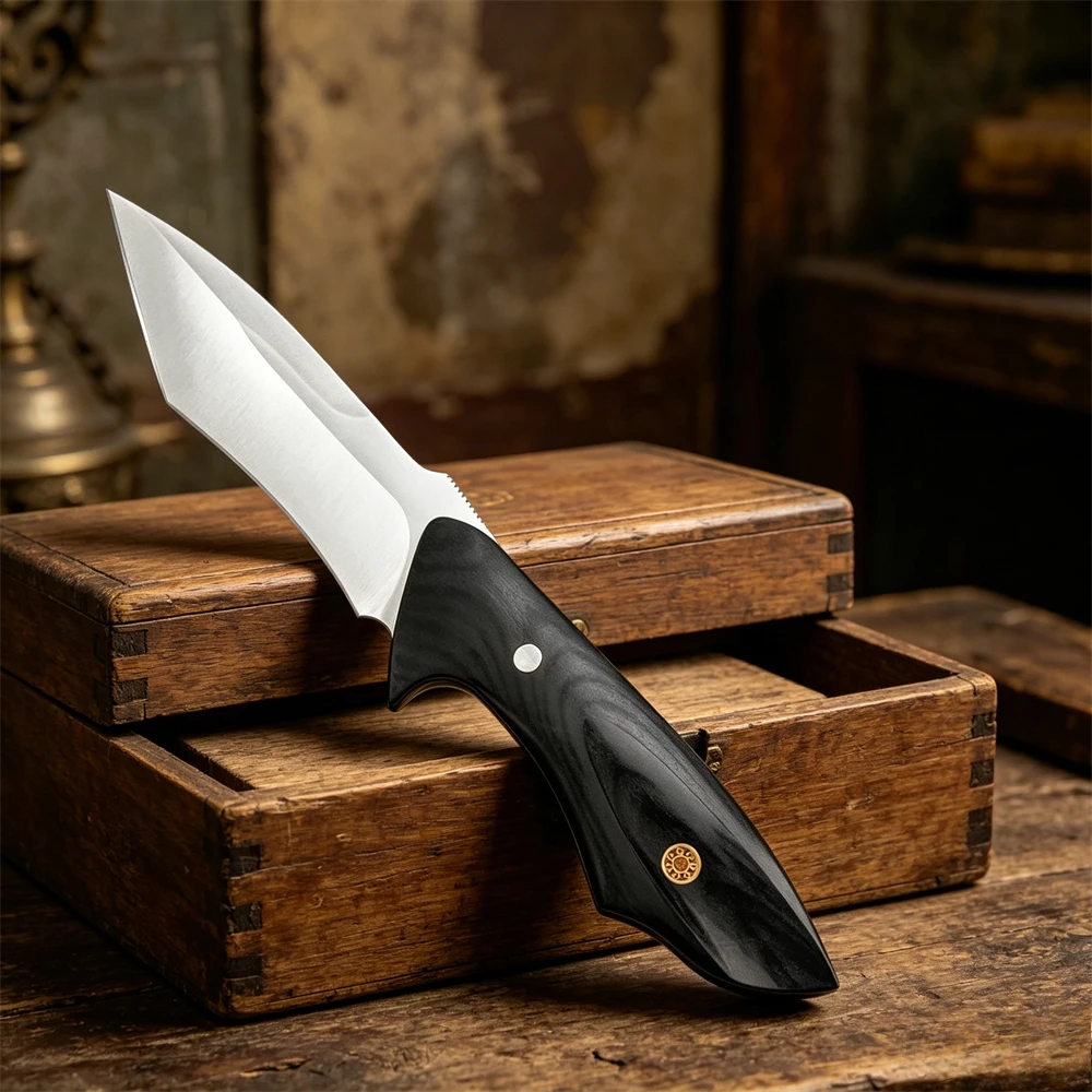 

Premium M390 Outdoor Fixed Blade Knife Colored Wood Non-slip Handle Portable EDC Utility Knife for Camping Hiking & Outdoor Use