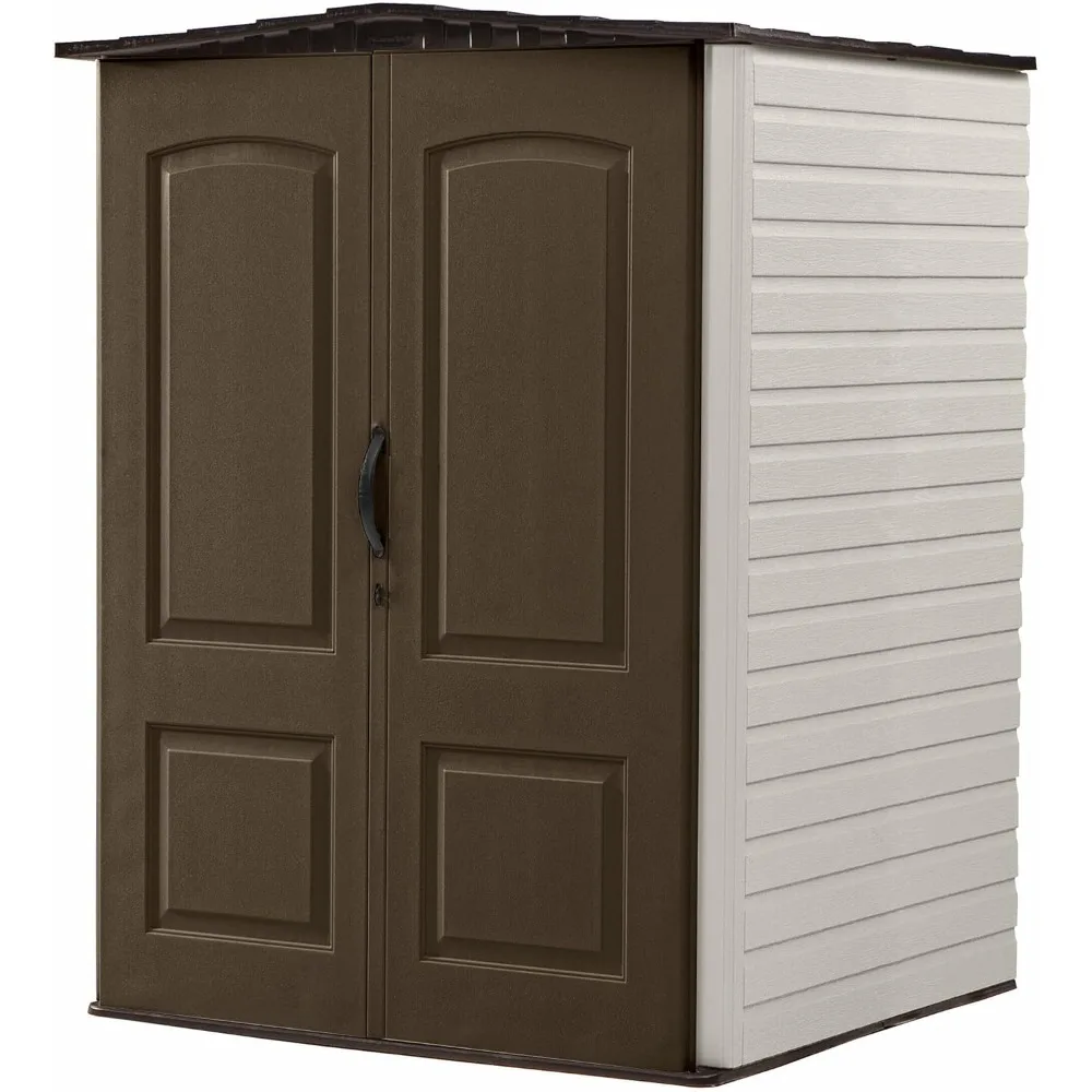 Medium Vertical Resin Outdoor Storage Shed With Floor (5 x 4 Ft), Weather Resistant, Brown, Organization for Home/Backyard