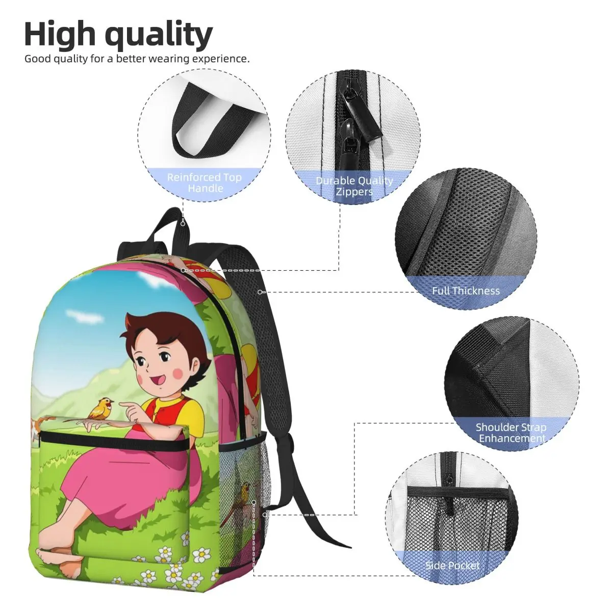 Heidi Backpack Daypack Large Capacity Kids BookBag School Bag Shoulder Bags for Men Women