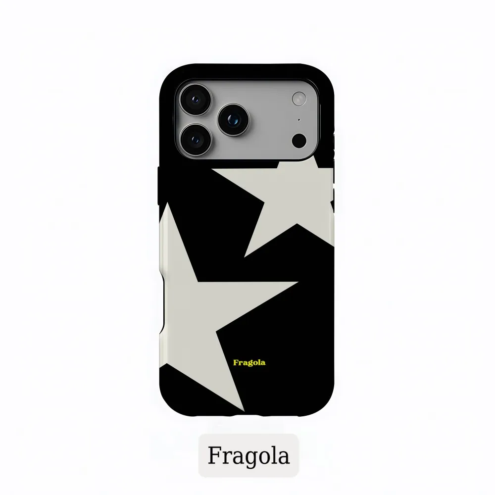 

Luxury Clmj Phone Case for iPhone 17 16 15 14 13 12 11 Pro Max Air Plus Luxury Double-layer Back Fragola Stars Polka Dots Cover