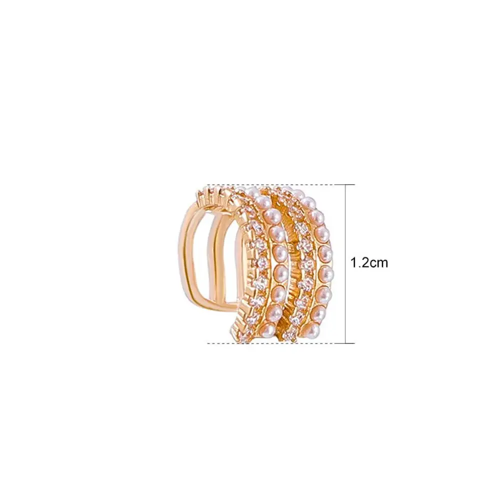 Orecchini a clip con polsino dell'orecchio con perla zircone con foro per l'orecchio Orecchini da donna con strass multistrato Clip per osso dell'orecchio Clip per orecchio in zircone Stile coreano