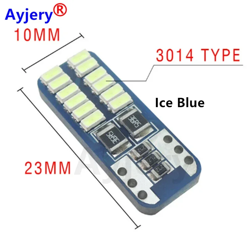 AYJERY 100Pcs 12V T10 W5W Canbus LED Lights 194 168 3014 24 SMD Clearance Lamp White Car Interior Side Marker Reading Light