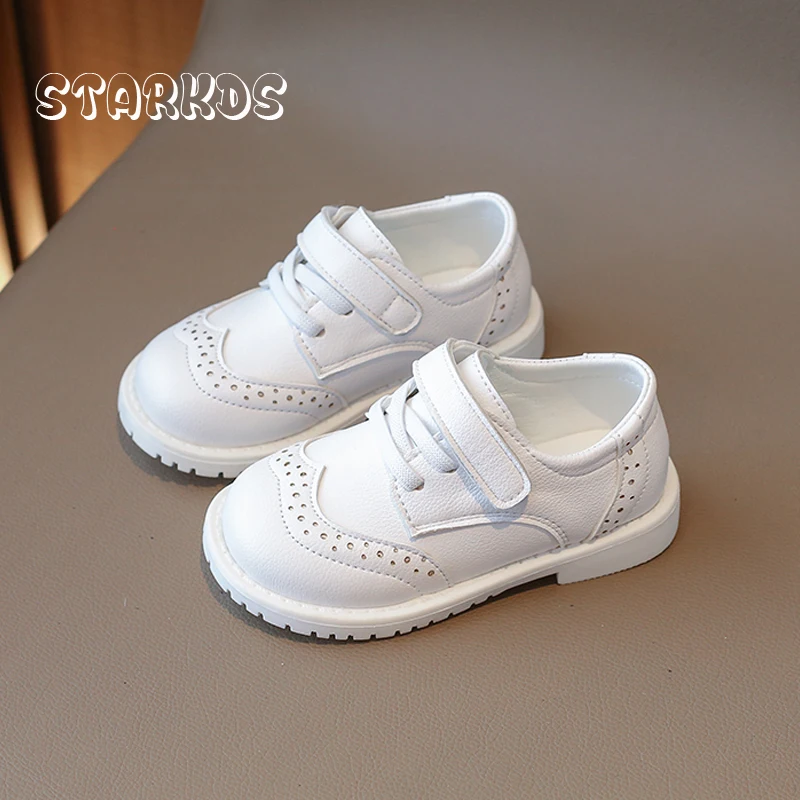 

Black White Brogue Oxford Shoes Kids Boys Soft Leather Slip-on Derby Zapatos Baby Preschool Kindergarten Flat Dress Footwear