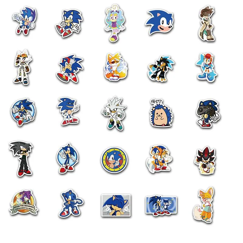 Sonic The Hedgehog Adesivos, Anime Figure Image, Caderno, Telefone, Copo de água, Mala, Decoração, Atacado, 50Pcs