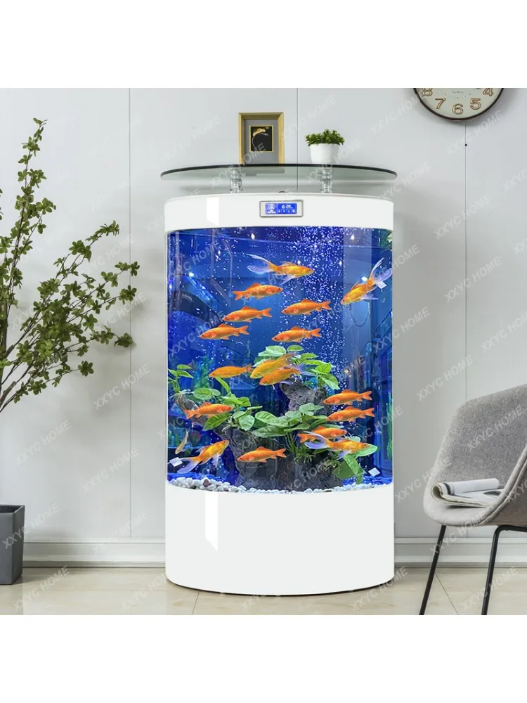 Semi-Circular Ecological Fish Globe Living Room Home Medium and Large European Floor Lazy Change Water Aquarium