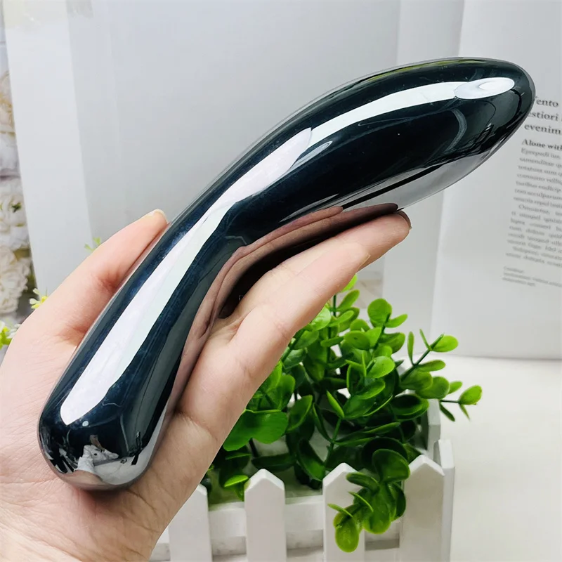 19CM Large Size Natural Terahertz Crystal Massage Penis Wand Gemstone Yoni for Women Health Smooth Polished Fengshui Decor