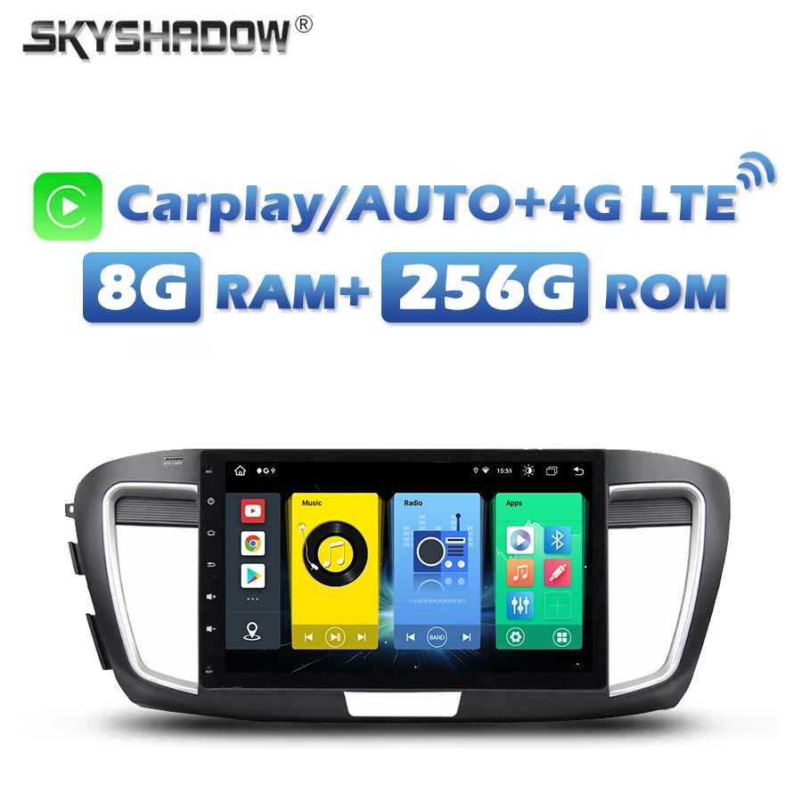 

Автомобильный беспроводной DVD-плеер Carplay, 4G, SIM, Android 13,0, 8G + 256G, GPS, карта, RDS, радио, Wi-Fi, Bluetooth, для Honda ACCORD 9 2015-2017