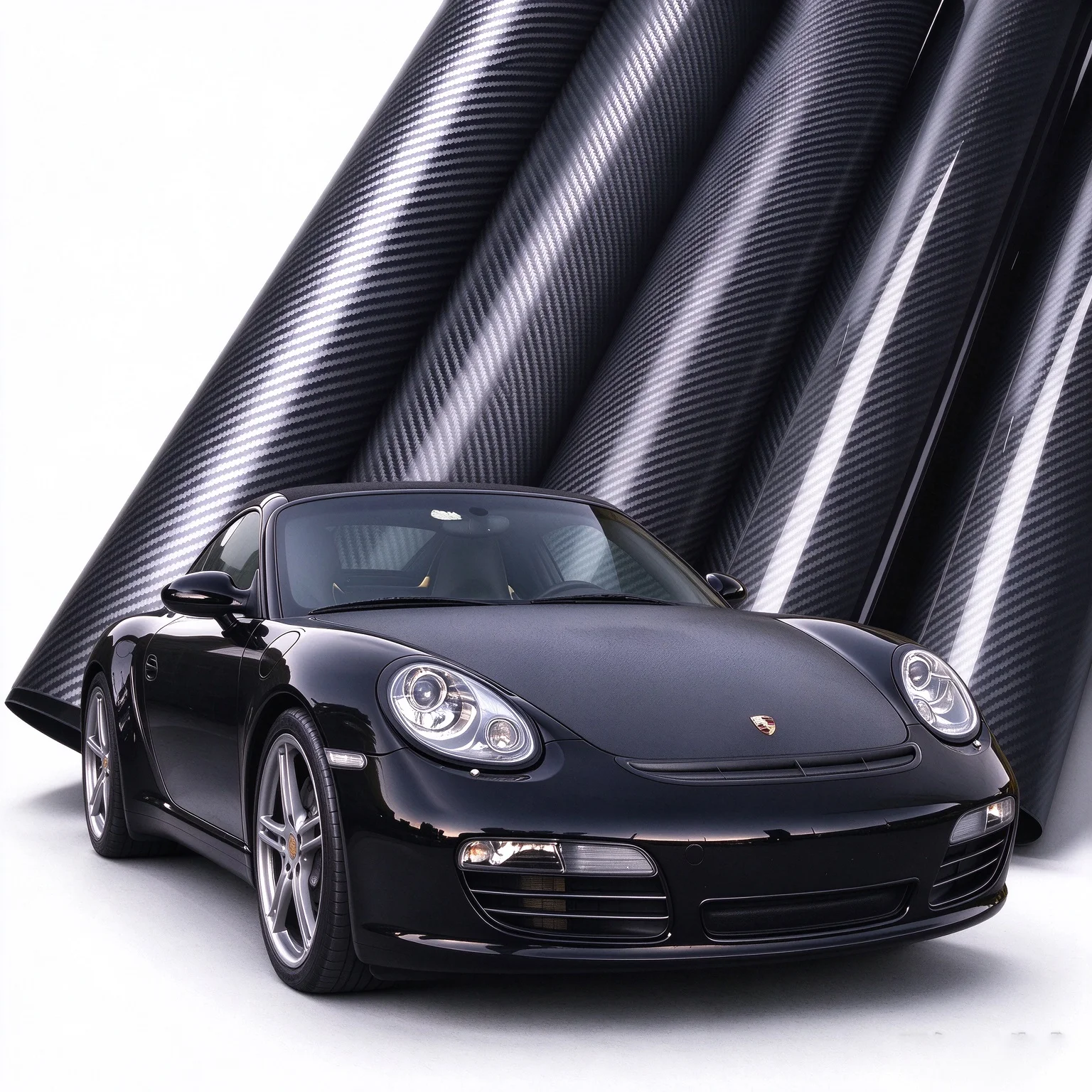 Black Carbon Fiber Vinyl Car Wrap Film Wrapping Foil Air Release Channels Motorcycle Bike Styling