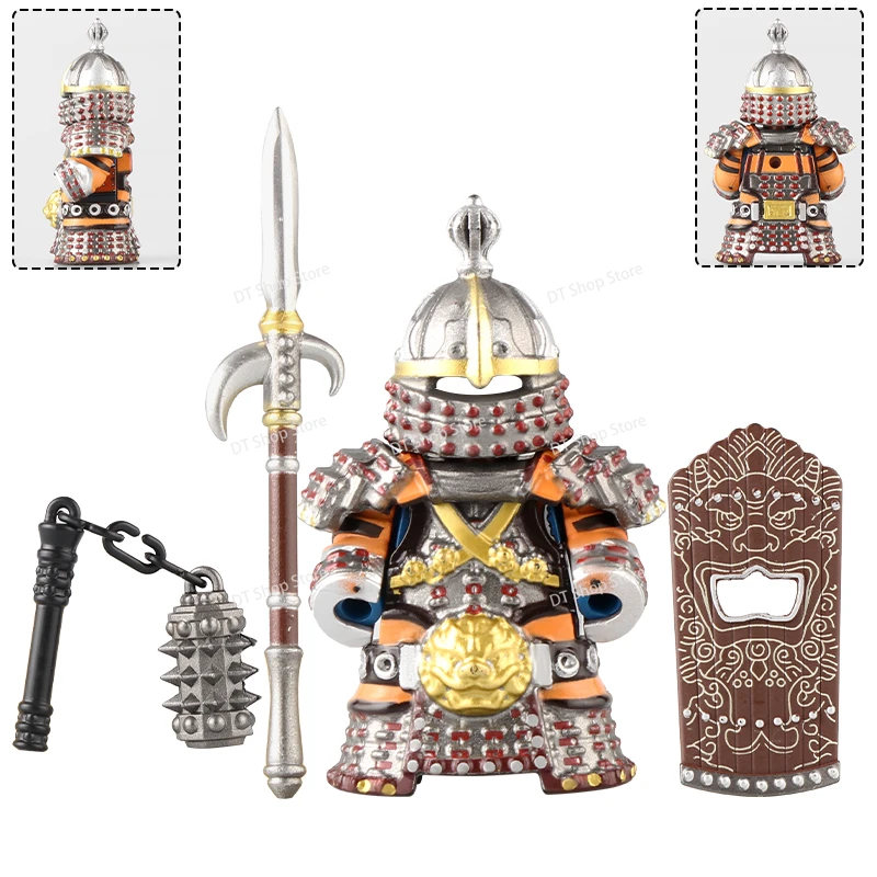 Hot R123-2 Red Heavy Armor Knight Weapons Armour Shields Accessories Building Blocks Models Action Figures Kids for Toys Gifts