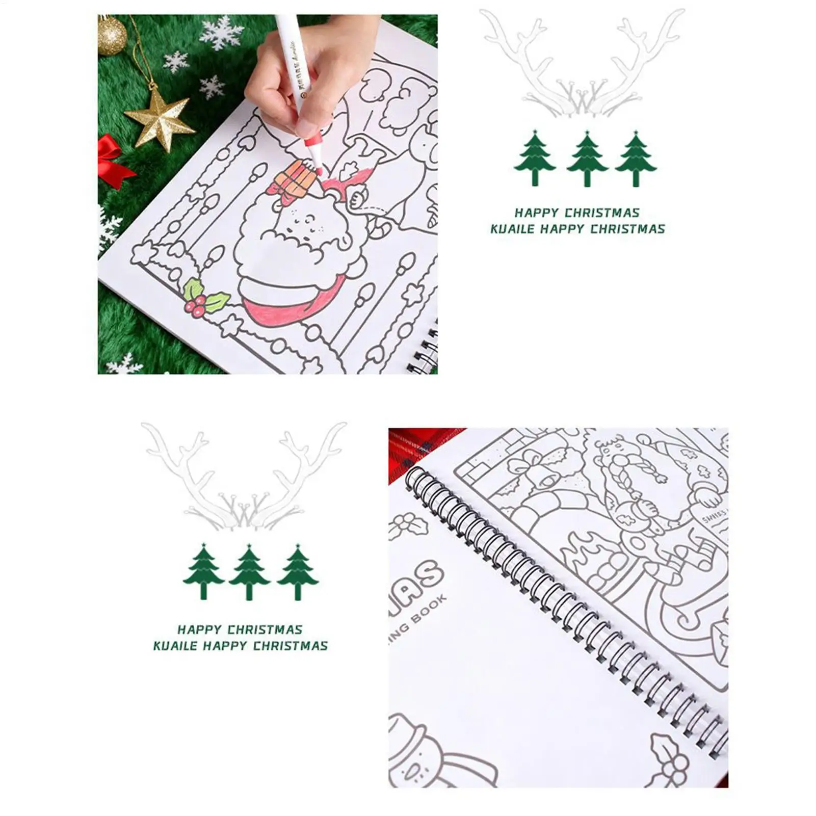 لعبة كتاب التلوين الموجهة للتعلم المبكر لعيد الميلاد سانتا رسم كتاب تلوين لأقلام التلوين وأقلام الرصاص وغرفة الدراسة في الفصول الدراسية