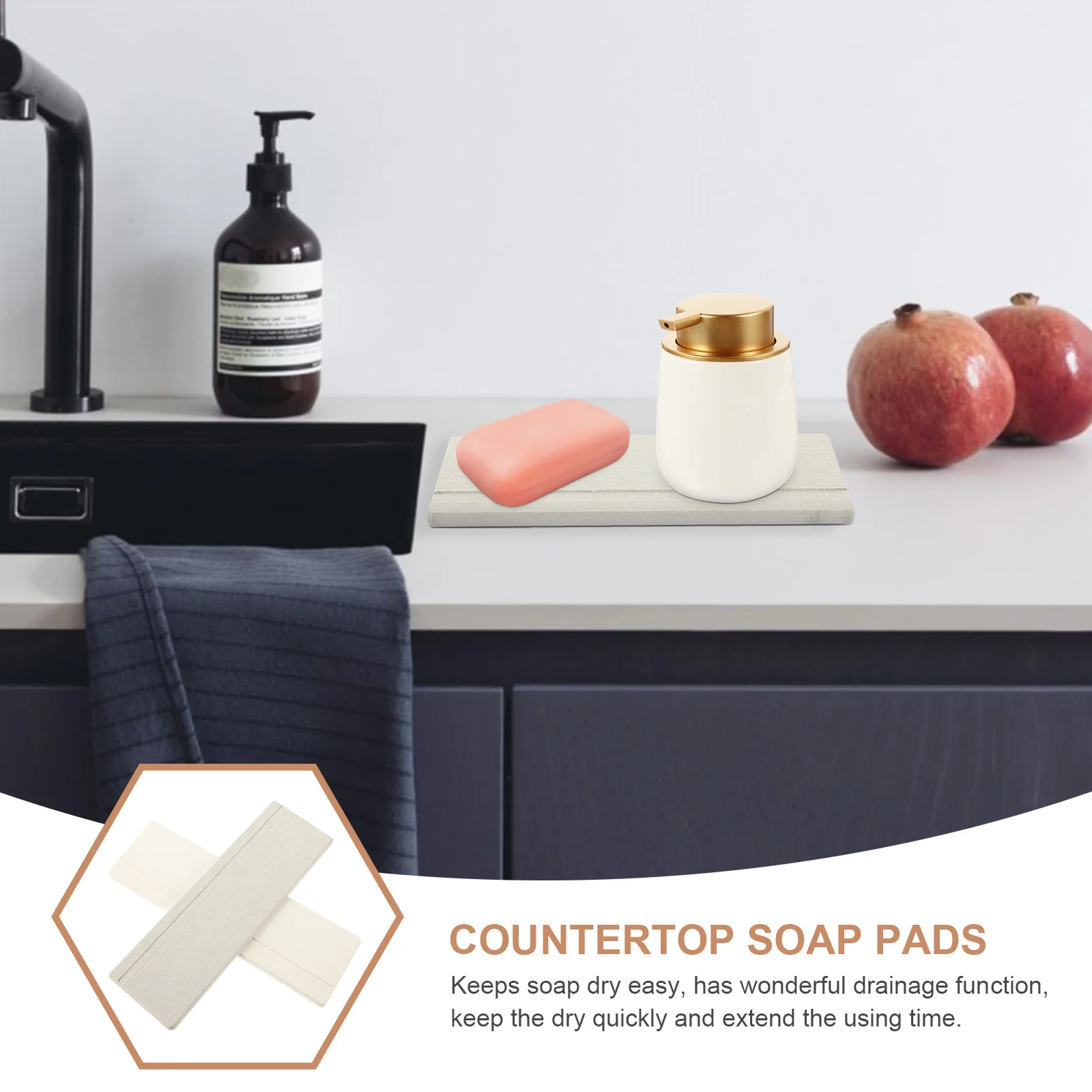 

2pcs Diatom Mud Tray Absorbent Mats Soap Holder Coasters for Table Drink Water Absorbing Stone Sink Countertop Kitchen Bar