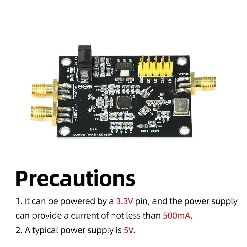 ADF4351 RF PLL Development Board 35M-4400MHz Signal Generator Module Sine & Square Wave 3-Wire SPI SMA 3.3V/5V for RF Project