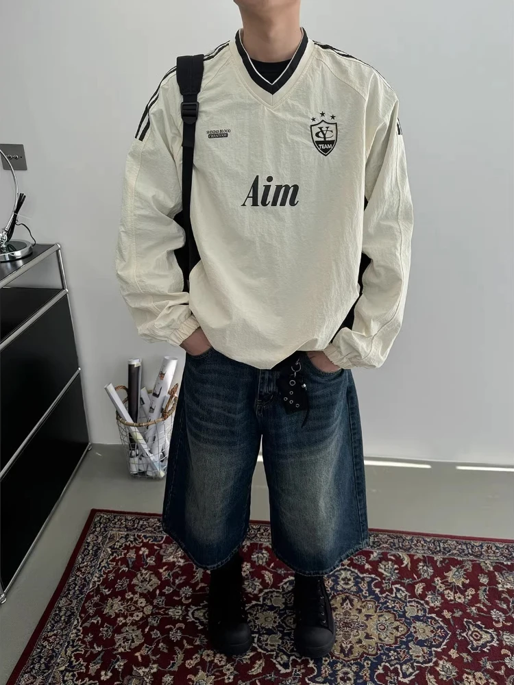 Y2K винтажный свитшот бейсбольный трикотаж женские футболки большого размера ретро американская уличная одежда пуловер корейские модные толстовки унисекс