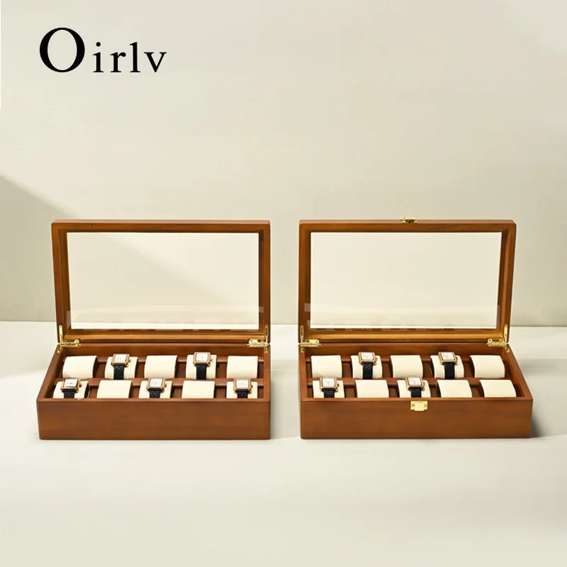 Oirlv 10 Grids Solid Wood Jewelry Organizer Box Watch Holder Storage Case Watch Display Box For Man Women regalos para hombre