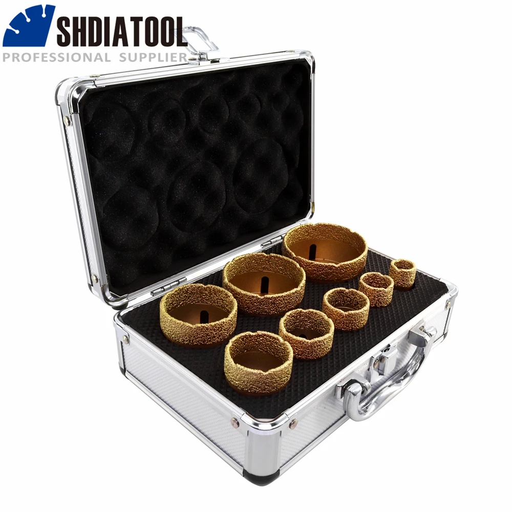 SHDIATOOL 8pcs Diamond Drill Bits Set M14 Drilling Core Bits Marble Ceramic Tile Hole Saw Crown Cutter 20/25/32/35/40/50/60/68mm