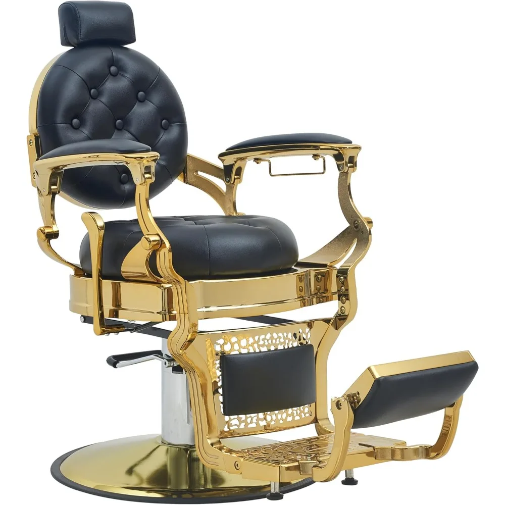 

Vintage Barber Chair for Barbershop, Heavy Duty Hair Salon Chair with Headrest, Reclining Barber Chair for Hair Stylist