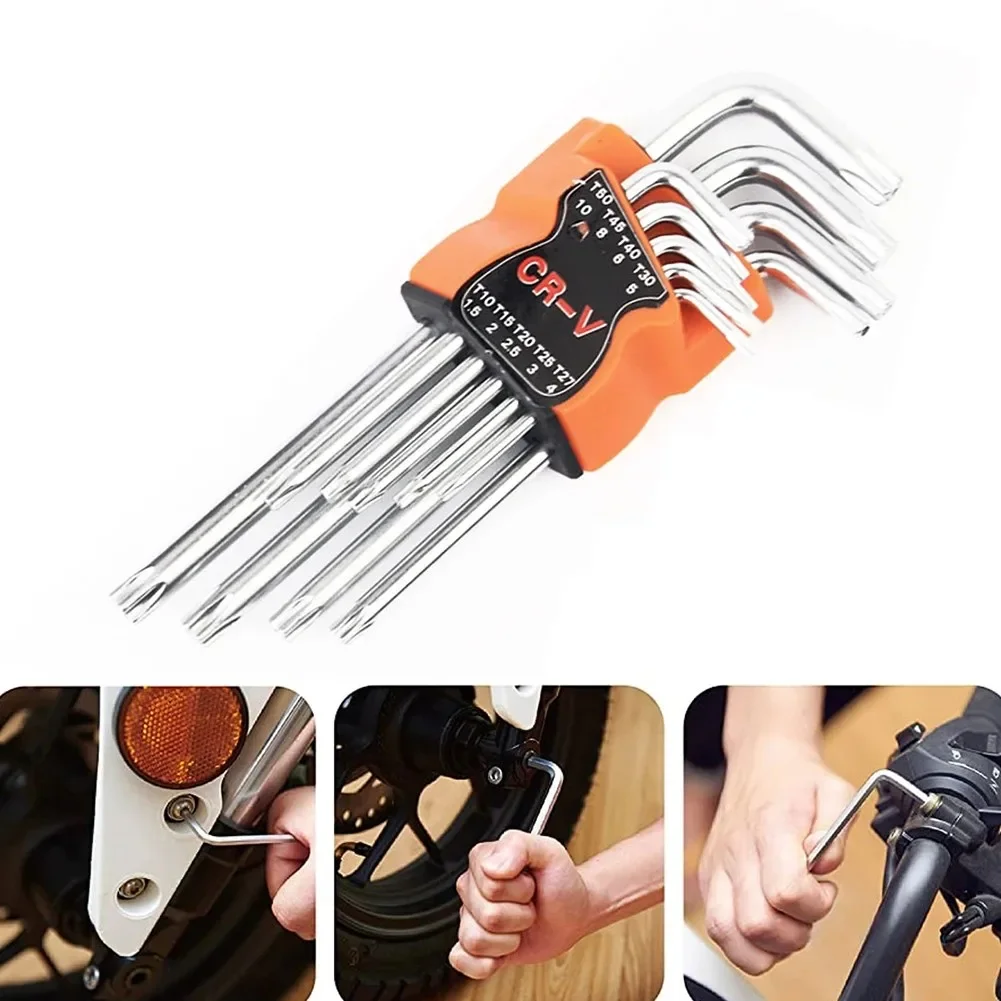 9 Sizes Hex Wrench 9pcs Chrome Vanadium Steel Double-End Screwdriver For Car Repair Hand Tools Torx Star Wrench Hex Key Set