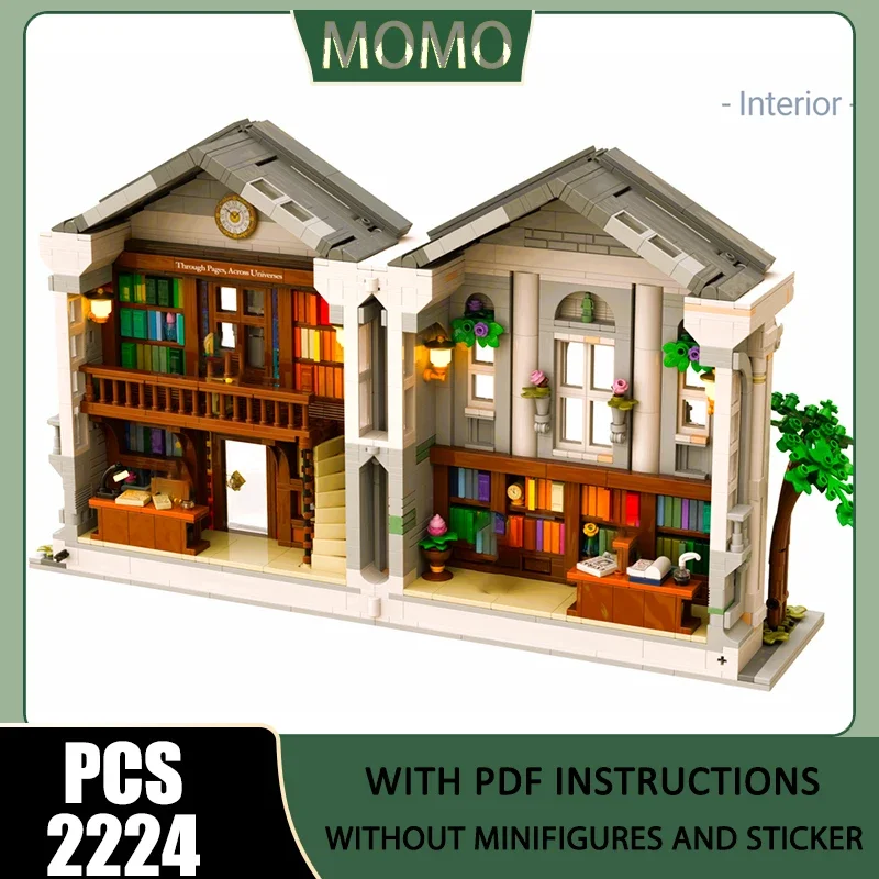 City Street View Moc Building Blocks Modular White Library ver2 ​​​​​​​Model Technology Brick  Assembly Construction Toy Gift