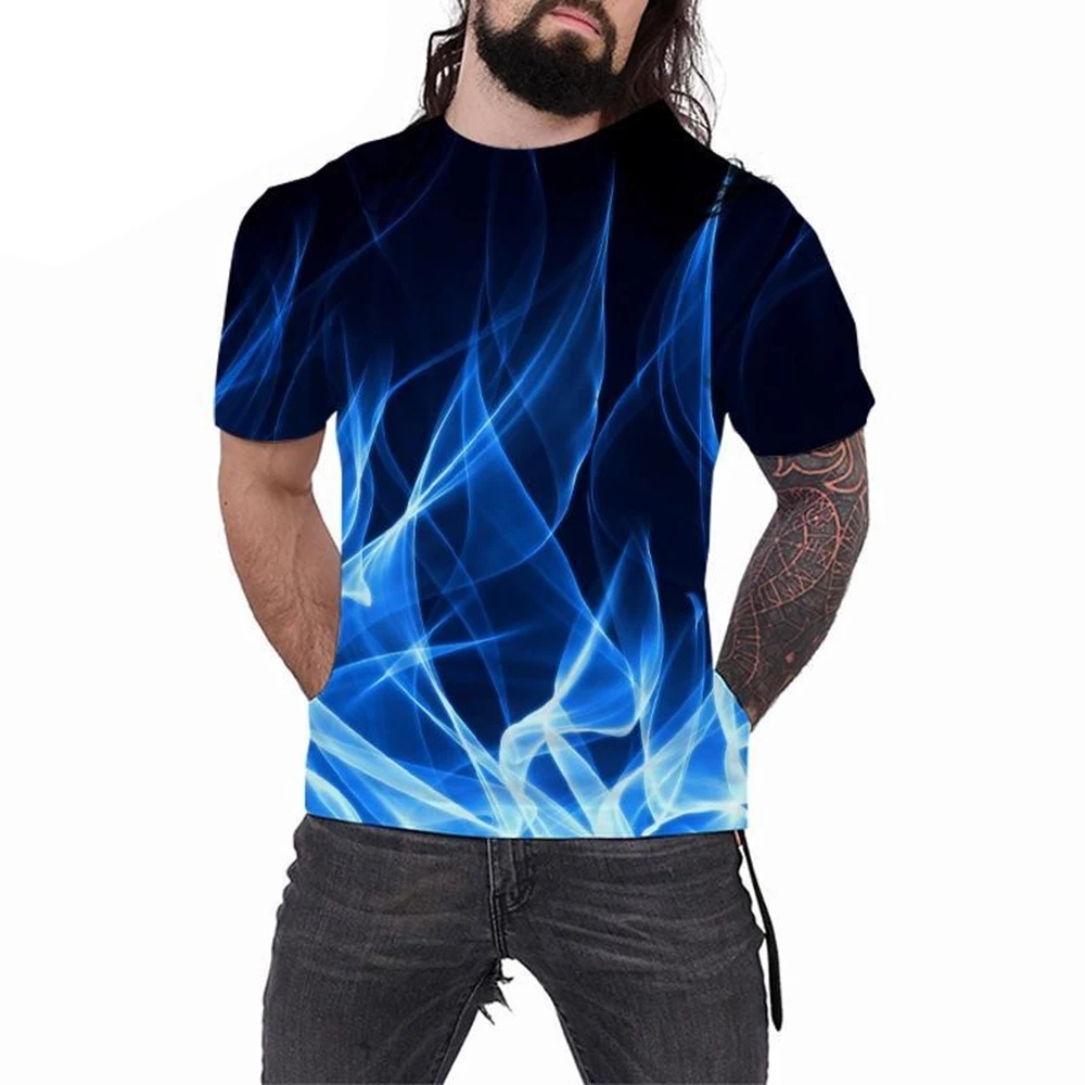 Summer Cool Men\'s Women\'s Fashion Casual T-Shirt 3D Printing Multicolor Flame Short Sleeve T-Shirt 100-6XL