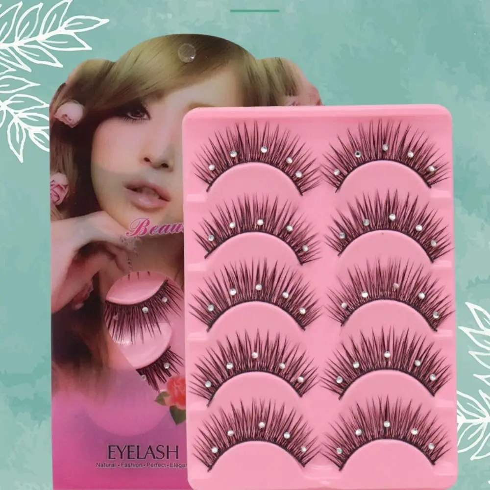 fiber Fuffy Lashes Glitter Handmade Eye Extension Thick Long Eye Lashes Diamond Manga Lashes False Eyelashes