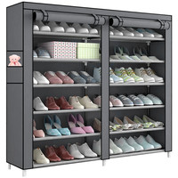 Fabric cabinet for shoes, textile bookcase XXL Udear 120x110x30 cm Gray