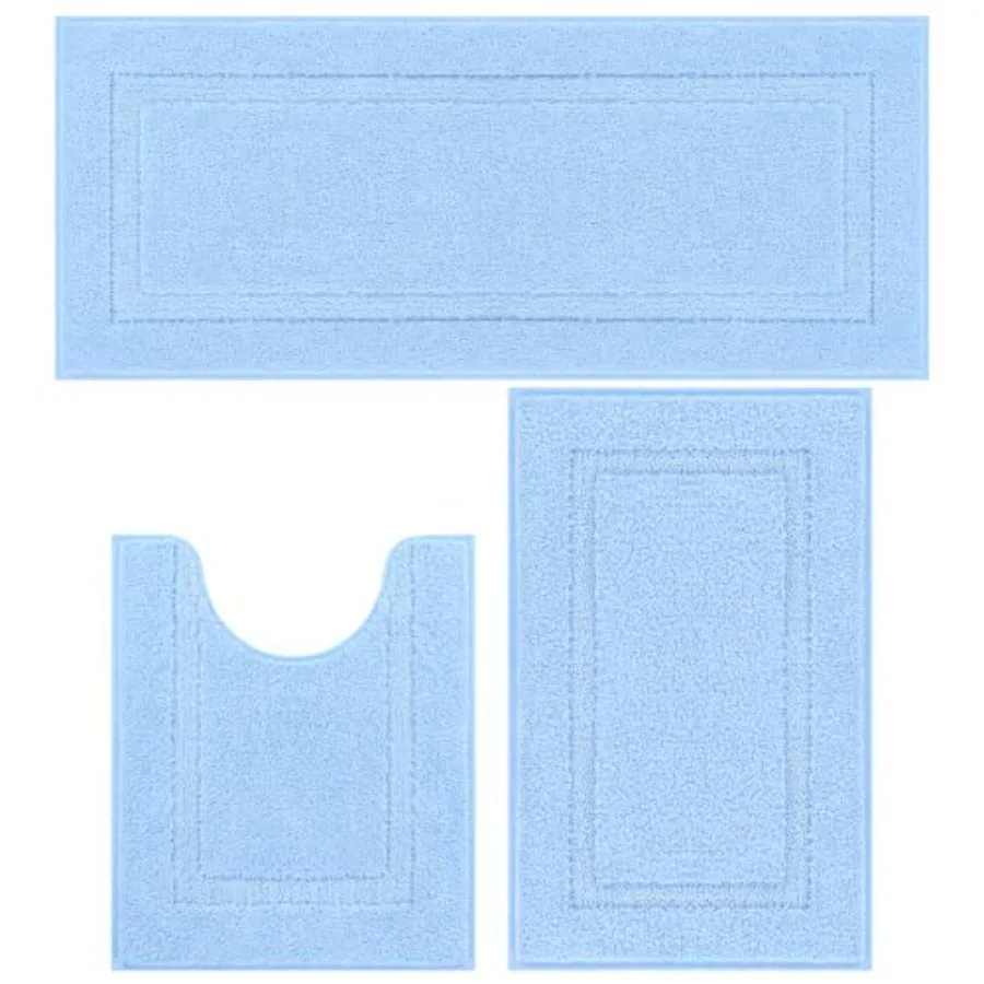 

Soft Fluffy Bathroom Runner Rugs Set of 3 Bath Mats with U Shape Toilet Rugs Non Slip Washable Bath Rugs Absorbent Bathroom Car