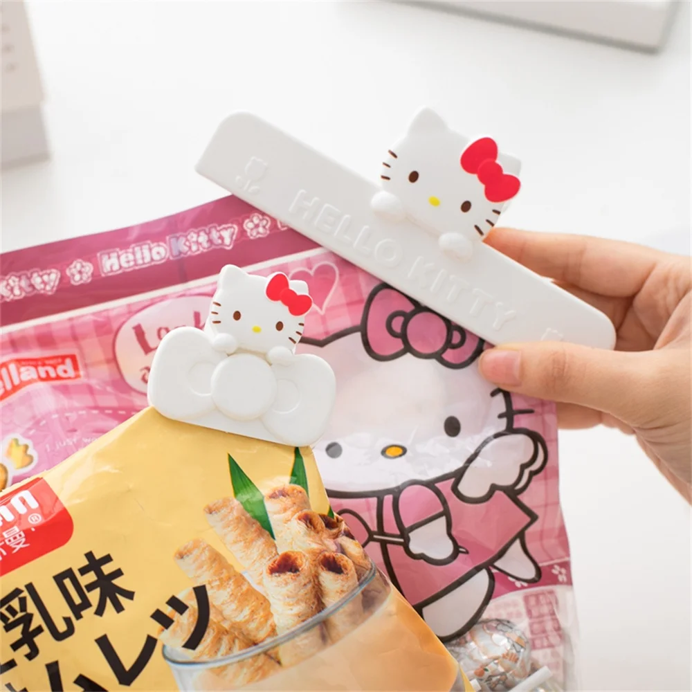 Hello Kitty Kitchen Storage Food Snack Seal Cute Melody Sealer Clamp Plastic Tool Kitchen Sealing Bag Clips Accessories Gifts