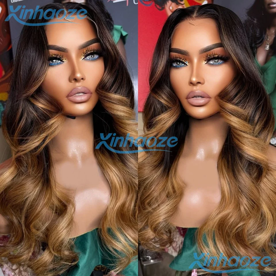 

Brown Blonde Body Wavy Glueless 13x4 Silk Top Lace Front Wigs Pre Plucked Brazilian #4/27 13x6/360 Lace Front Human Hair Wigs
