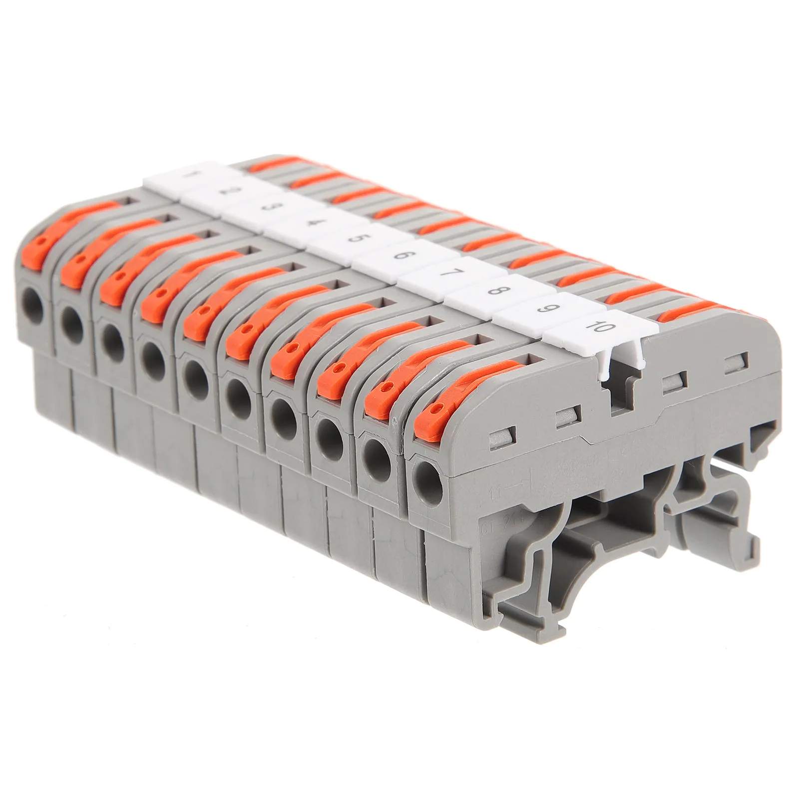 

10Sets Din Rail Terminal Block Wire Connectors Electrical Screwless Terminal Strip for Equipment Distribution Wire Connectors