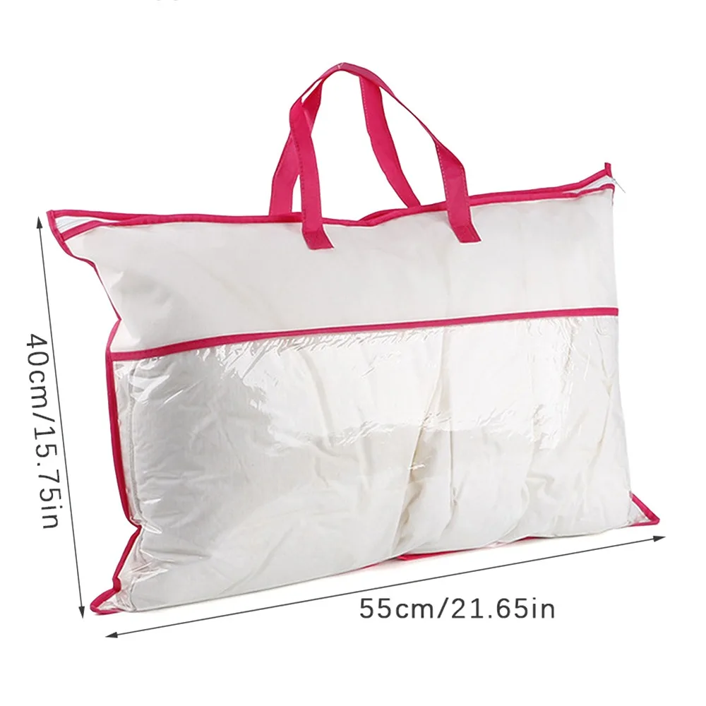 Non-woven Pillow Storage Bag Transparent Dustproof Quilt Blanket Storage Bag Foldable PVC Tote Bag
