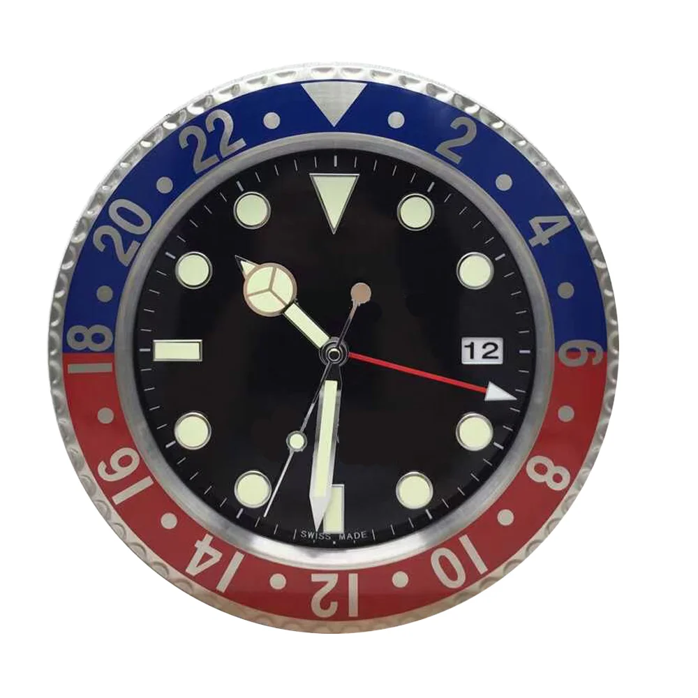 

Custom Metal Modern Quartz Watch Wall Clock Date Display Expensive Brand Living Room Features Calendar Personalized