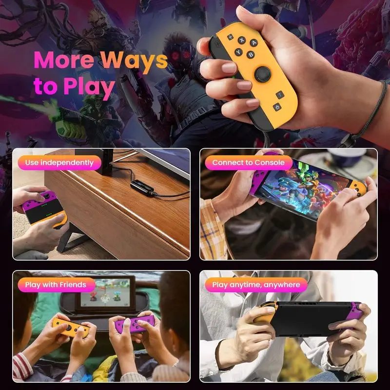 Joycons gamepad para nintendo switch // lite/ oled/ios/android bluetooth controlador sem fio joystick com consoles de videogame cubo