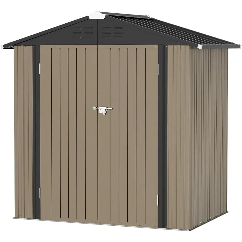 Metal Outdoor Storage Shed 6FT x 4FT, Steel Utility Tool Shed Storage House with Door & Lock, Metal Sheds Outdoor Storage