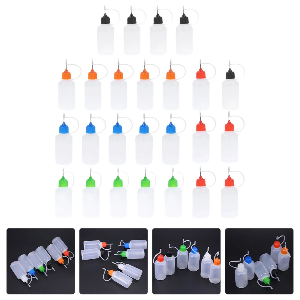 25 Pcs Needle Bottle Oiler Leak-proof Glue Applicator Storage Bottles Extrusion Type Multifunction Small Squeeze Pet Needle-tip