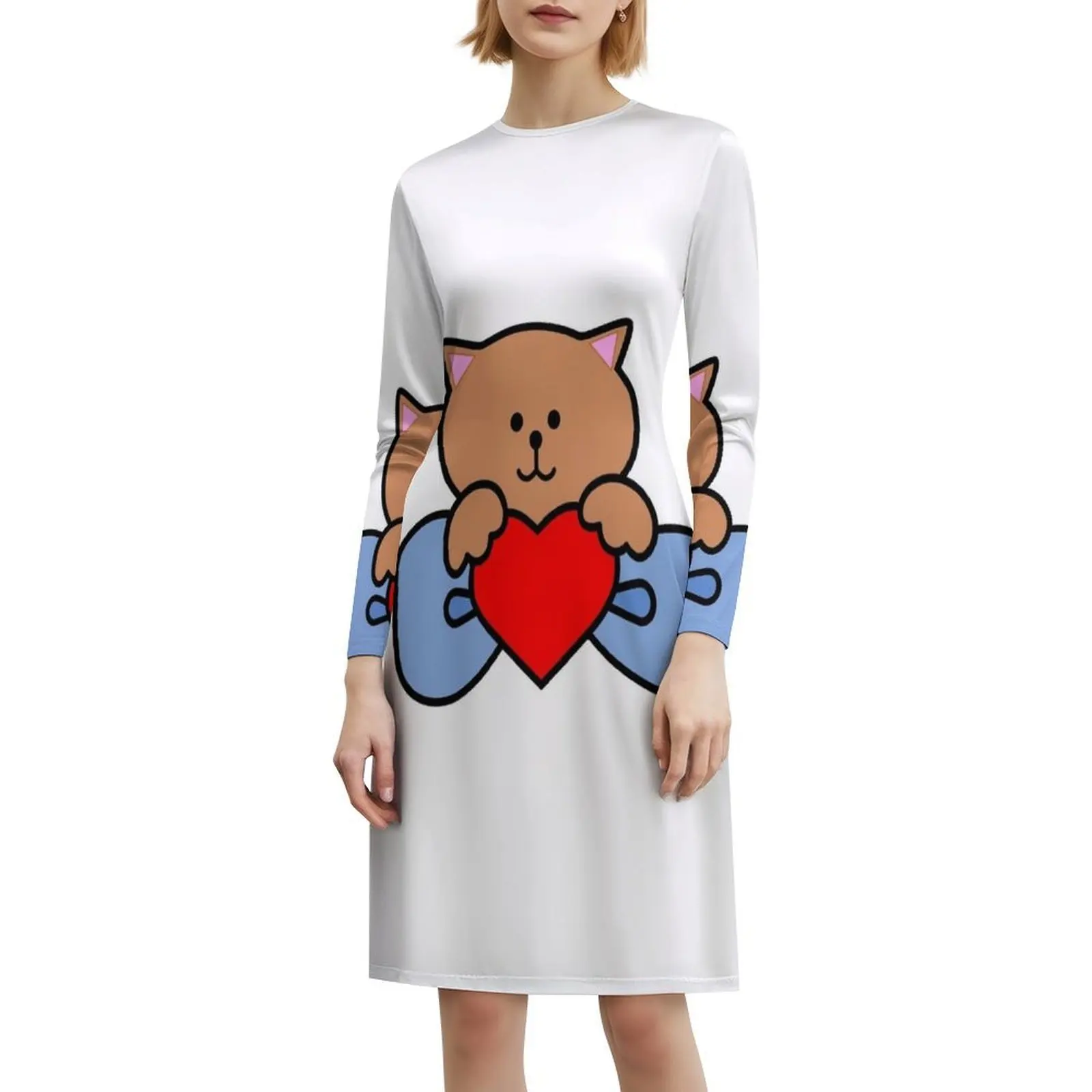 لطيف كيتي القوس الأزهار سموك فستان للنساء الربيع الصيف فستان كاجوال للحزب لطيف كيتي القوس لطيف كيتي القط 90S الحب الطرف #6