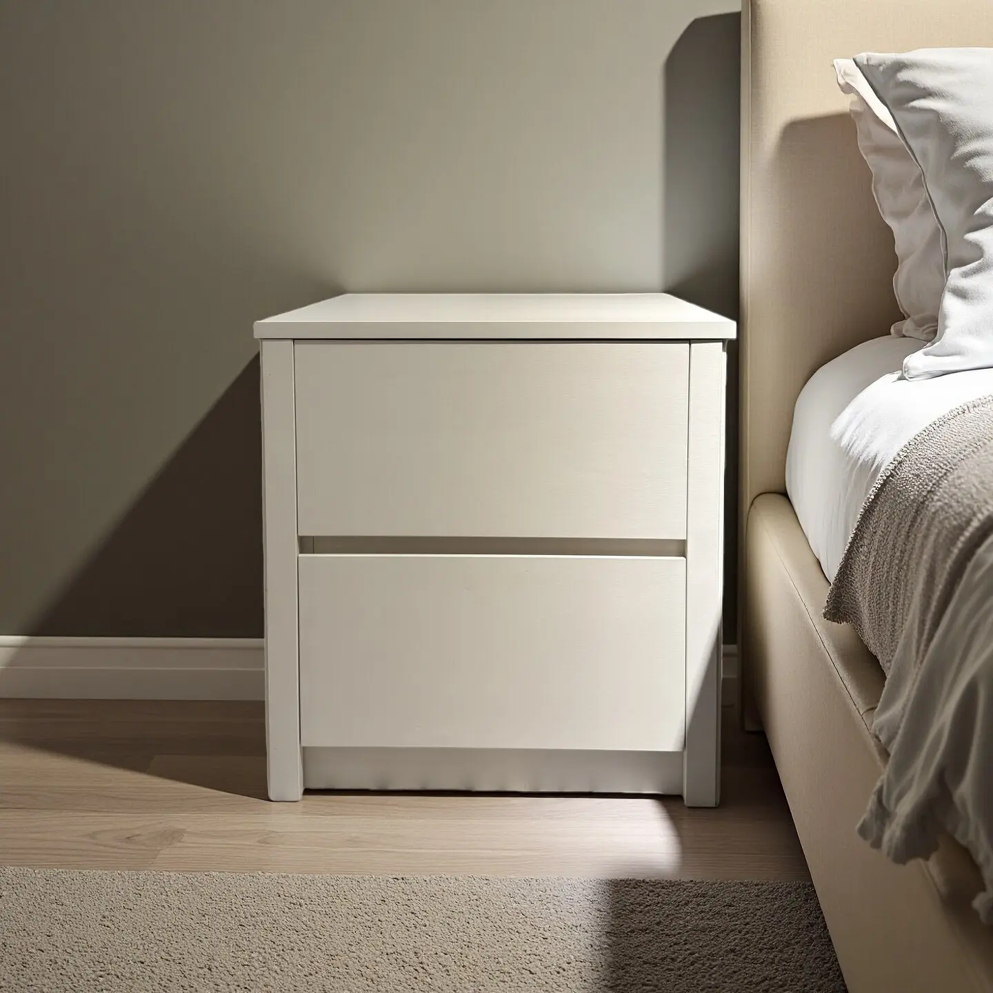 Concealed bedside table, solid wood light luxury minimalist design household large-capacity storage