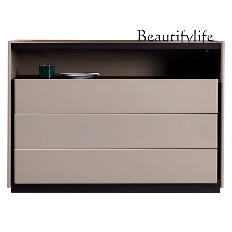 Italian Minimalist Three-Bucket Cabinet Sideboard Cabinet Light Luxury Advanced TV Bench for Bedroom High-End Drawer