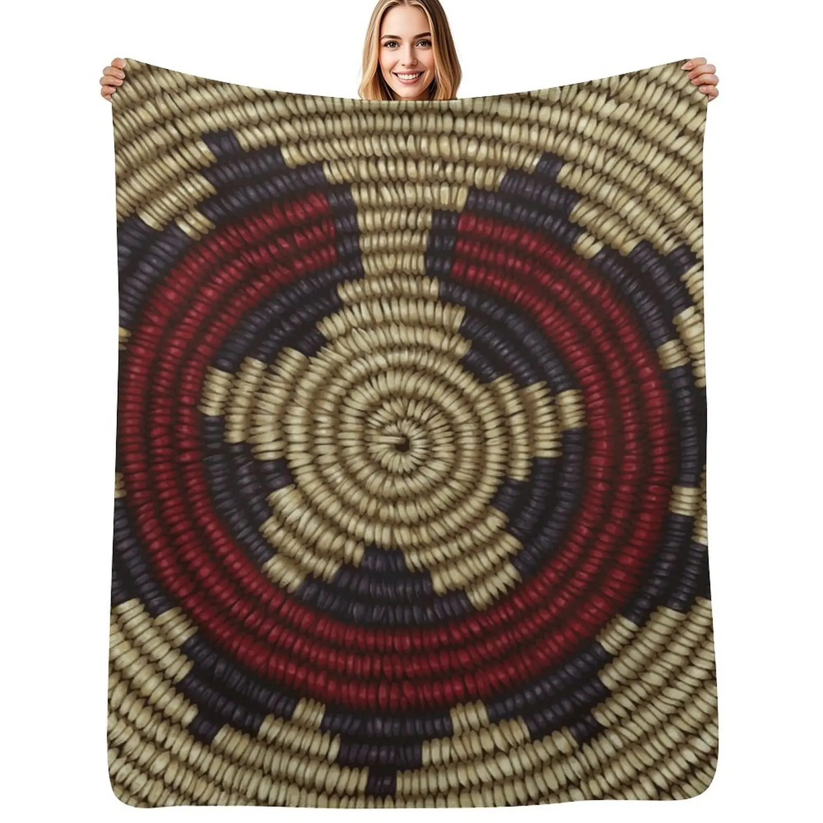 

Navajo Wedding Basket Throw Blanket Compact Warm Blanket for Car Road Trip