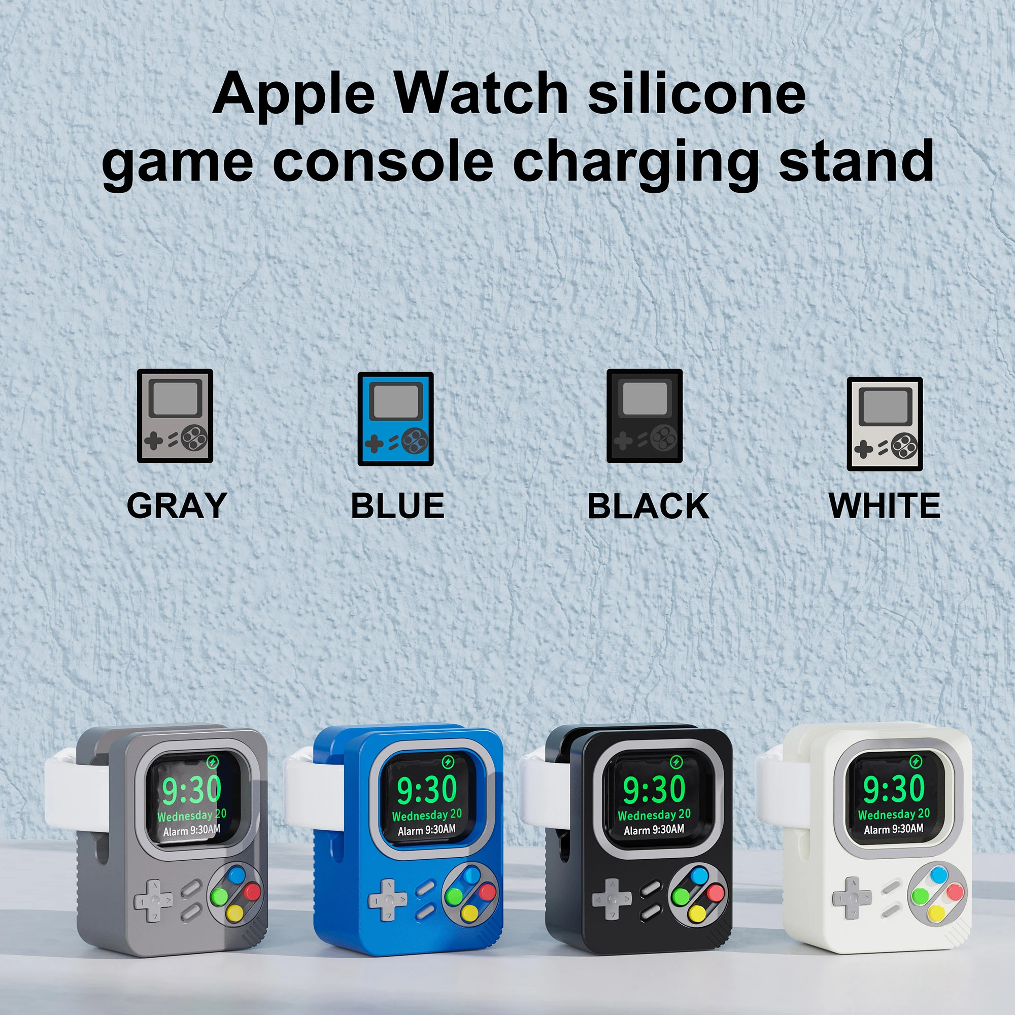 Silicone Holder For iWatch Charger Stand For Apple Watch 8 7 6 5 4 3 SE 45MM Charging Dock Desktop Retro Game Console Design