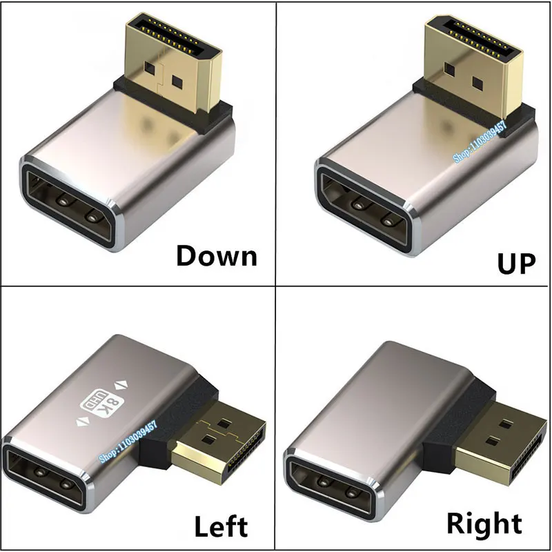 

Left Right UP Down Right Angle Elbow DisplayPort Male to Female Adapter Connector 90 Degree 8K DP Male Female Connector Adaptor