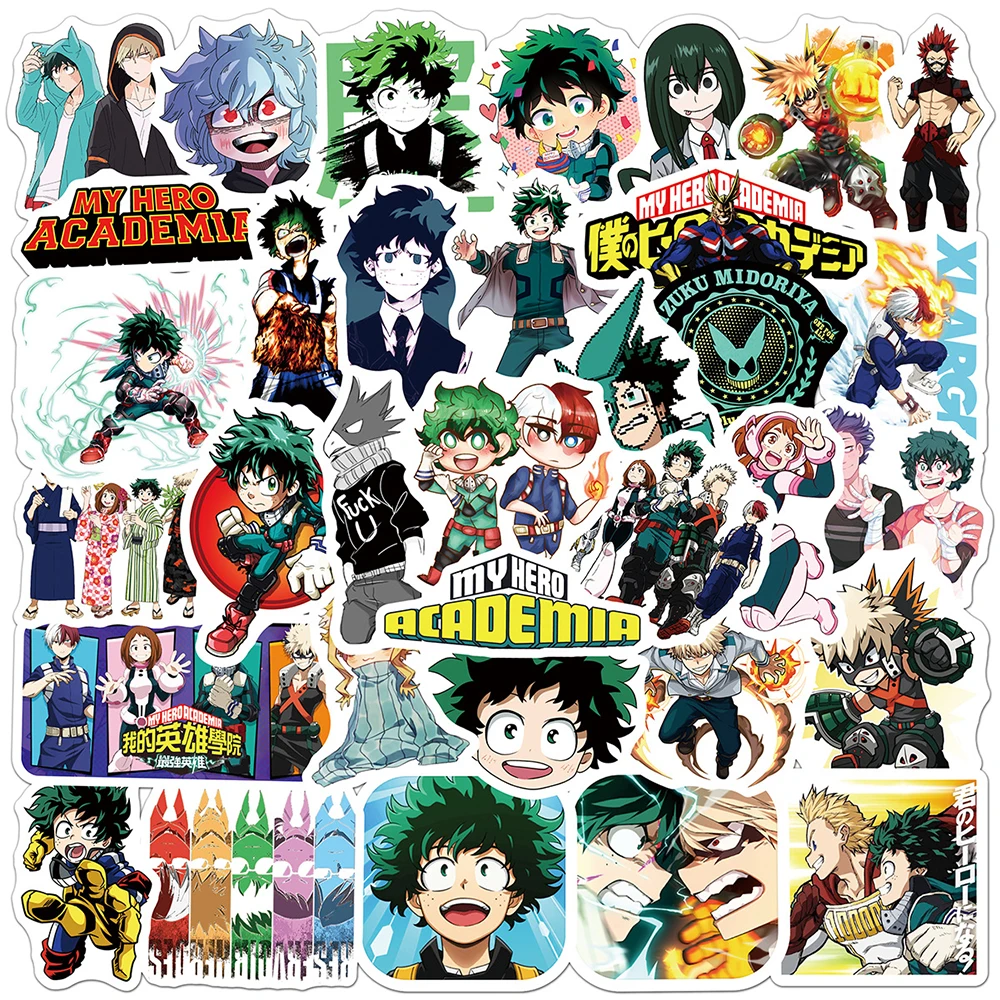 10/30/50 Stück My Hero Academia Cartoon-Aufkleber Coole Japanische Anime-Sticker für Skateboard, Gitarre, Handy, Fahrrad, Graffiti-Aufkleber Großhandel