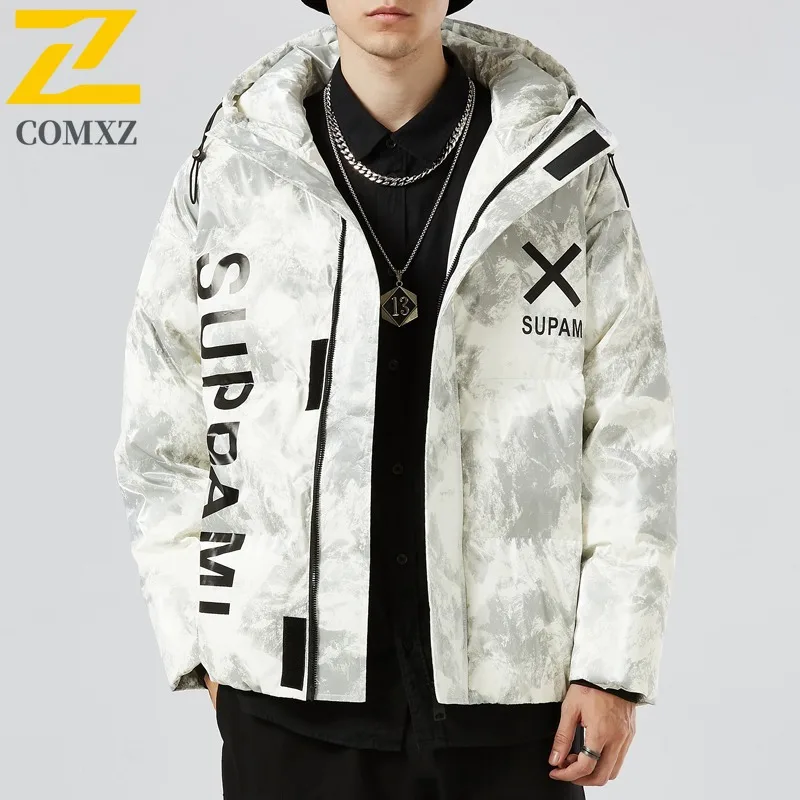 

COMXZ Мужская хлопковая стеганая куртка 2025 Новый стиль Экстремально холодная ветрозащитная дорожная стеганая куртка Уличная толстая зимняя куртка высокого качества