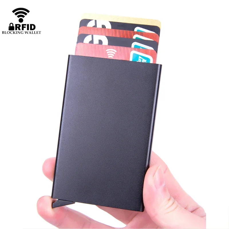 Rfid Smart Wallet Card Holder Metal Thin Slim Men Women Wallets Pop Up Minimalist Wallet Small Black Purse Vallet Walets for Men