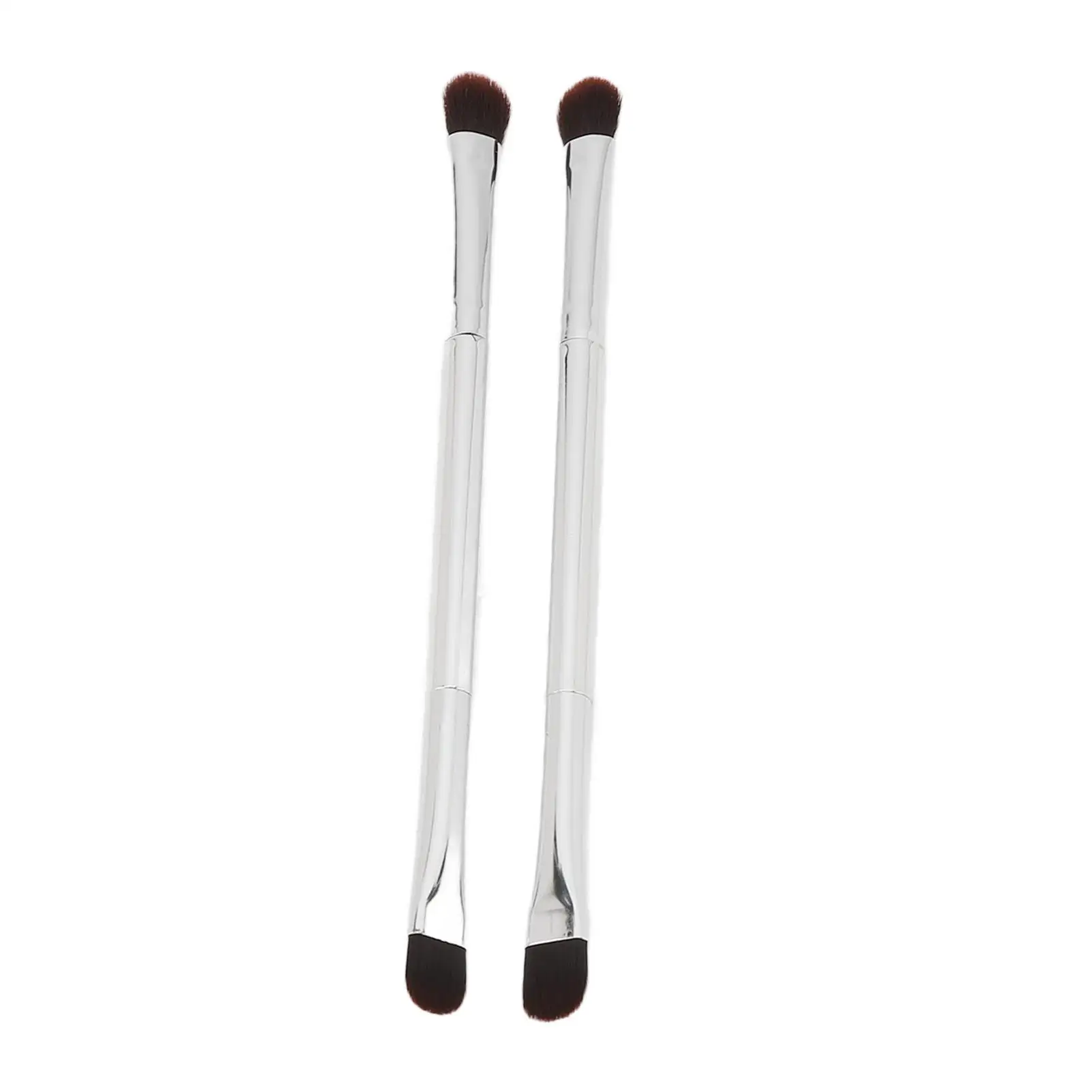 2pcs Double-Ended Eyeshadow Brush Set - Professional Silver Makeup Tools with Soft  Hair for Concealer & Cosmetics