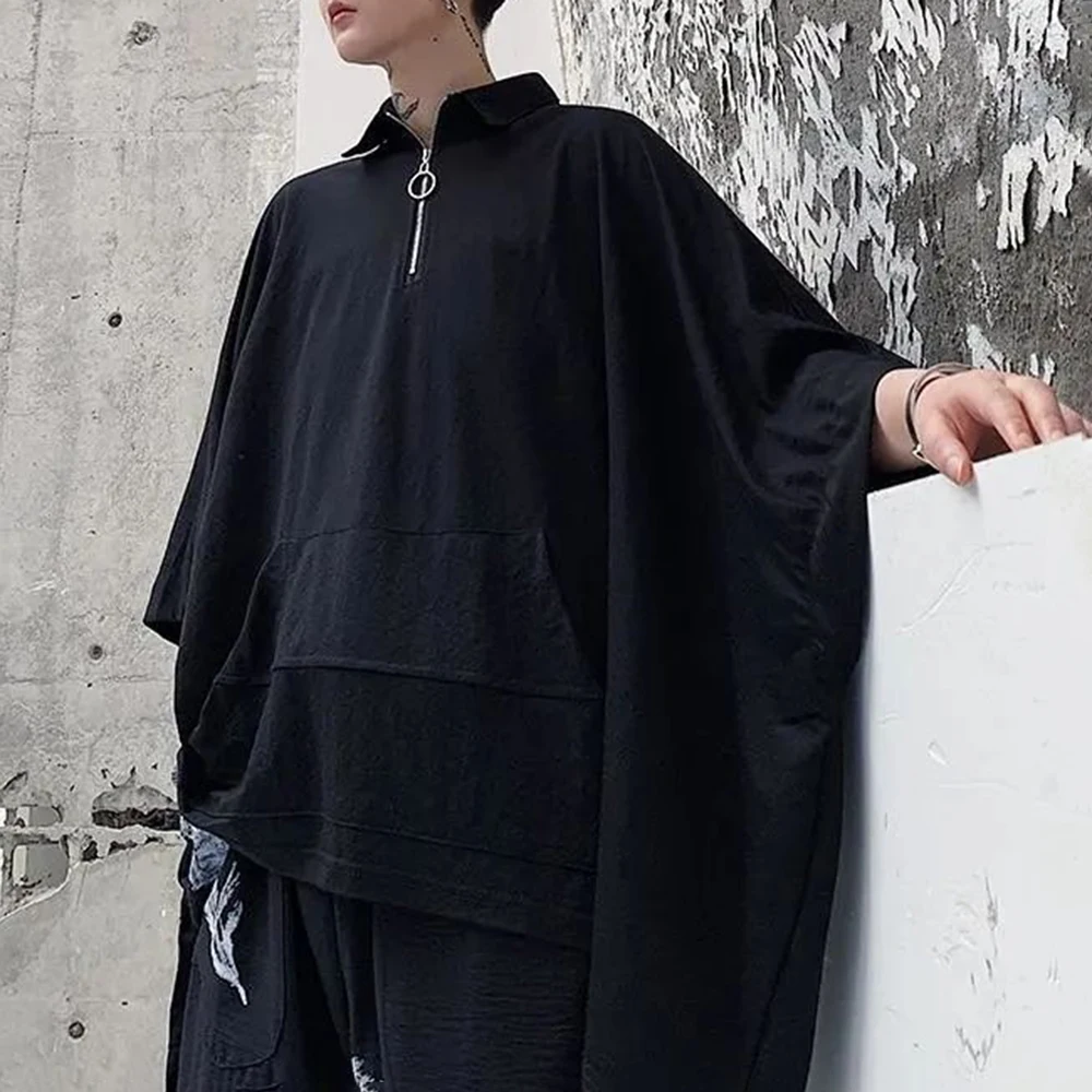 Mens Spring T-Shirt Oversized Dark Y2k Batwing Sleeve T Shirt Fashion Casual Daily Outdoor Youth Niche Top Men'S Clothing 2025