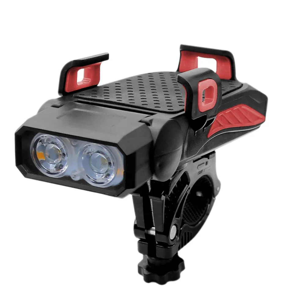 

Bike Handelebar Flashlight Waterproof 360° Adjustable Bike Phone Holder With LED Lamp For Night Safety Cycling Modified Parts