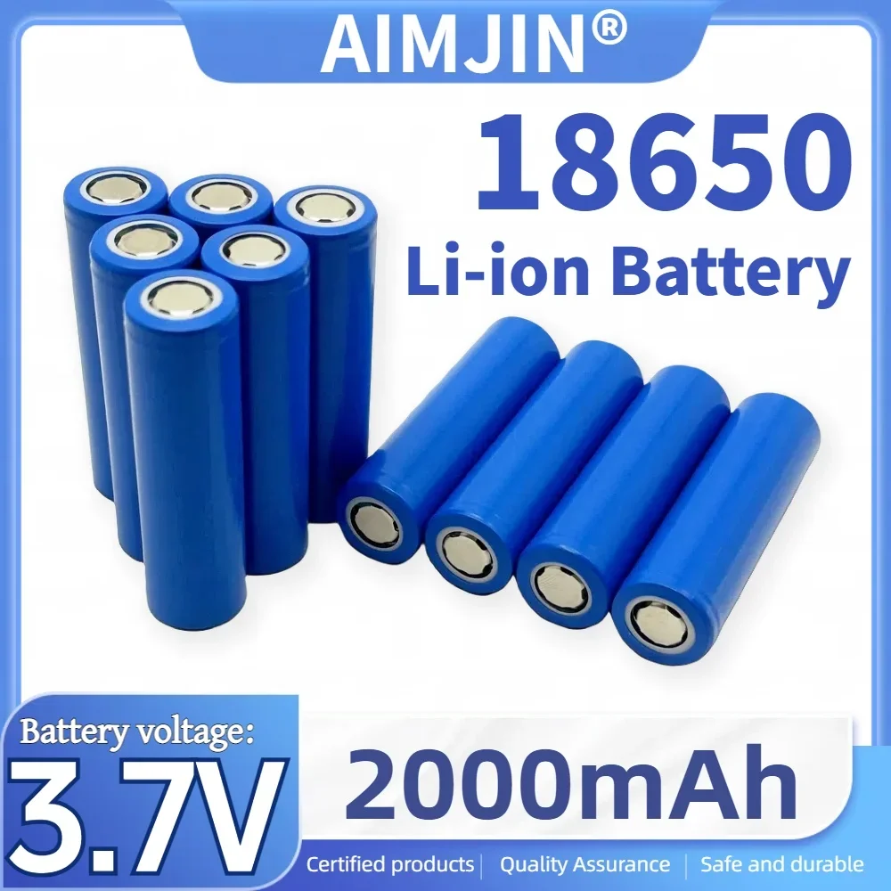 

18650 Lithium ion Battery 3.7V 2000mAh Rechargeable Battery Suitable for strong light flashlights, small fans,LED Lamp etc