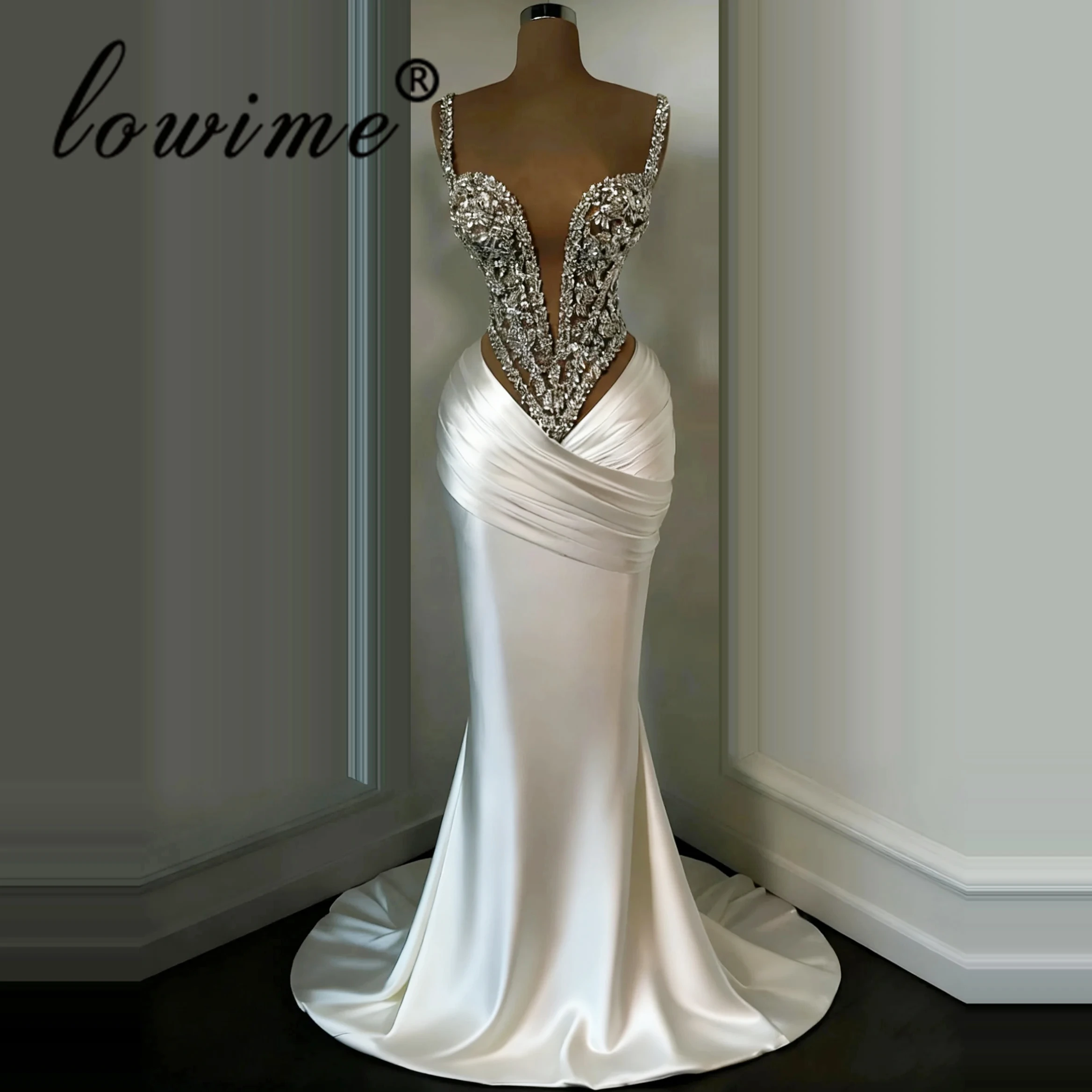 Sexy Mermaid Cocktail Dresses With Crystals Spaghetti Simple Prom Party Dresses For Women Vestidos De Cóctel Engagement Gowns
