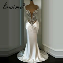 Sexy Mermaid Cocktail Dresses With Crystals Spaghetti Simple Prom Party Dresses For Women Vestidos De Cóctel Engagement Gowns